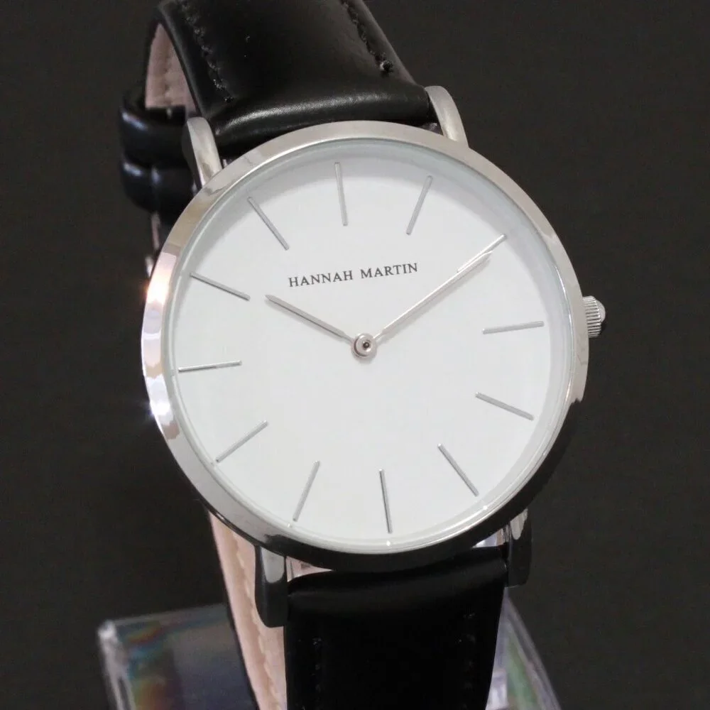 Men's Classic Minimalist 2 Hand Quartz Watch Raised Indices Black Strap 36mm